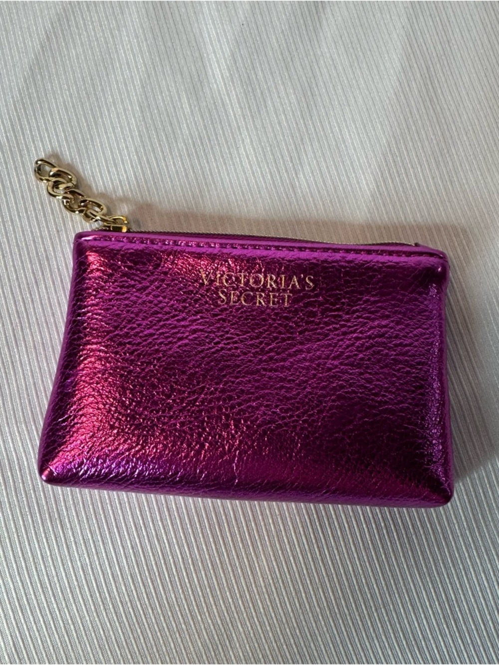 Victoria's Secret Purple Pink Metallic Key Chain Coin Purse